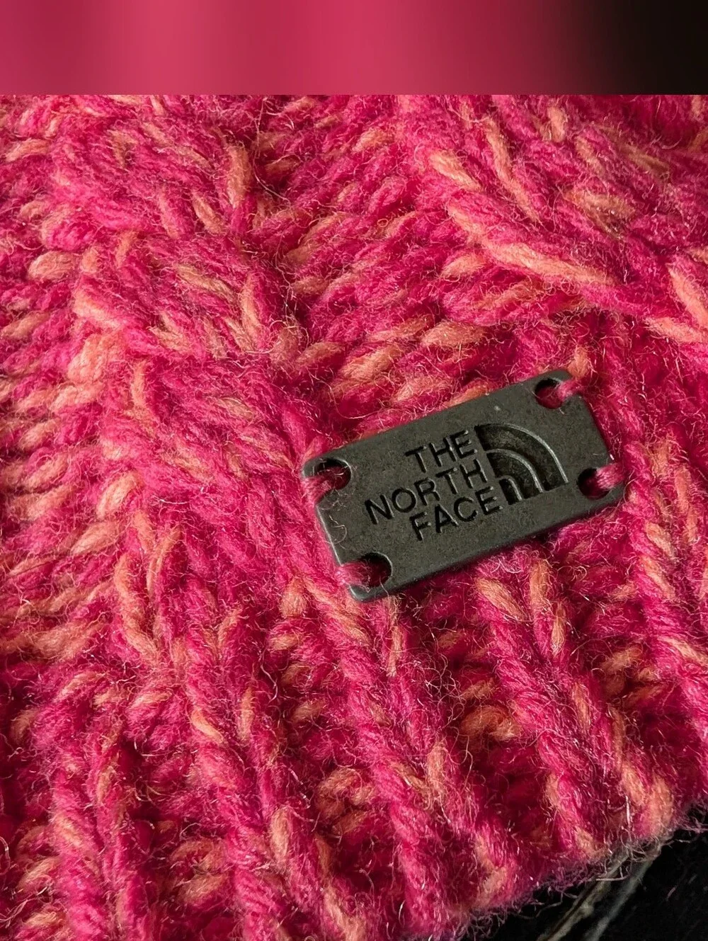 The North Face Unisex Pink Cable Knit Minna Beanie Hat OS Cabincore Outdoors